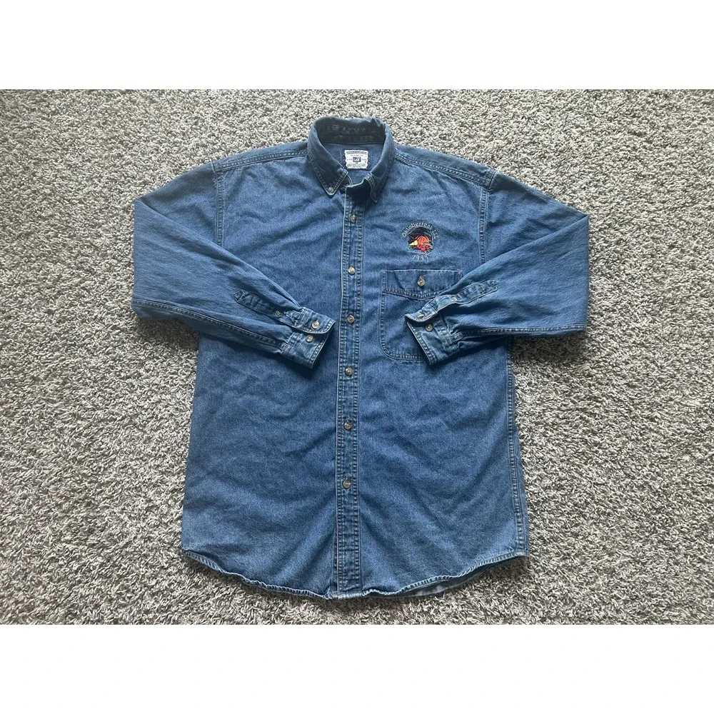 VTG Lee Denim Men's M Oktoberfest 1999 Long Sleeve Button Down 100% Cotton
